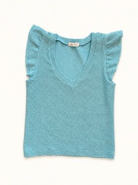 Moa Moa Aqua Ribbed Textured Top